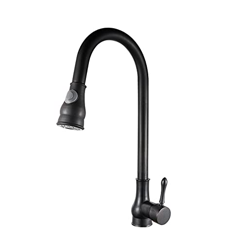 Mainen Grifo de Cocina Negro Grifo de Cocina Extensible Grifo de Cobre Grifo Mezclador Giratorio de 360 ​​° Grifo del Fregadero Fregadero de Cocina de una Sola Palanca