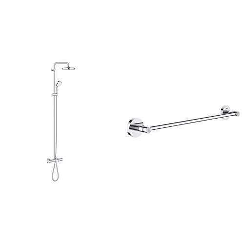 Grohe Tempesta Cosmopolitan 210 - Sistema de ducha con termostato para baño y ducha, alcachofa de 210 mm y teleducha de 100 mm con dos chorros (26223001) + Toallero, 450 mm (Ref. 40688001)