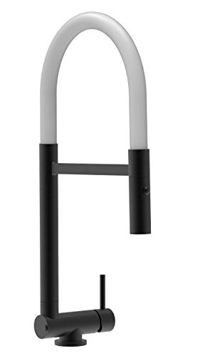 Grifo de cocina monomando cromo negro mate caña blanca abatible 4,5 cm y ducha extraible 2 chorros