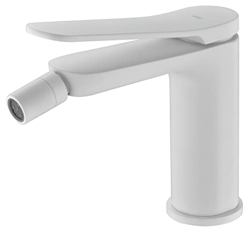 IMEX - Grifo monomando de Bidet, Griferia WC, Agua fria/caliente - Serie Dinamarca Blanco Mate - BDR031-2BL