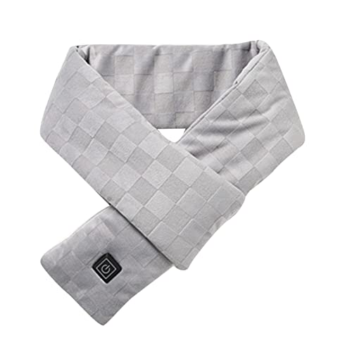 Bufanda de calefacción con estampado de rejilla, bufanda cálida de invierno, bufanda de calefacción eléctrica, regulación de velocidades, calentador USB, almohadillas de Calentador De (Grey, One Size)