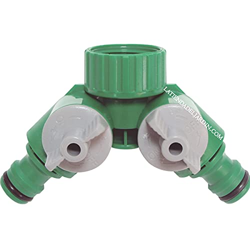 Suinga. Conector Rápido Manguera Tubería Adaptador de 2 Vías y Interruptor de Montaje en Grifo Jardín Césped Planta Grifo doble Riego por Goteo Riego 3/4