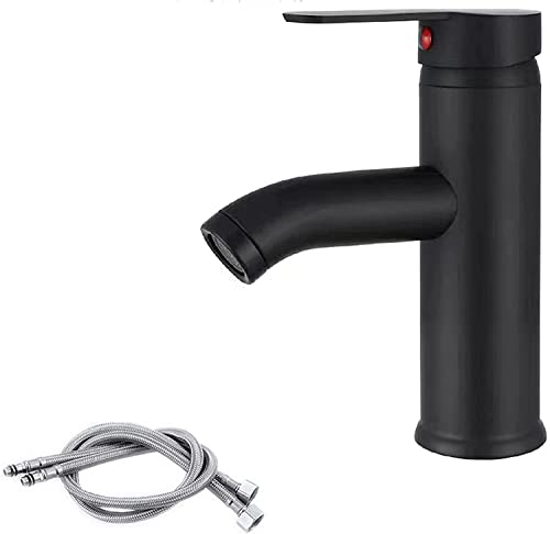 Grifo de Lavabo Baño,Grifo Lavabo Cascada Negro,Grifo para Baño de Acero Inoxidable,Bajo Nivel de Ruido Grifos de Lavabo con Manguera,para Baño Decoración Del Hogar