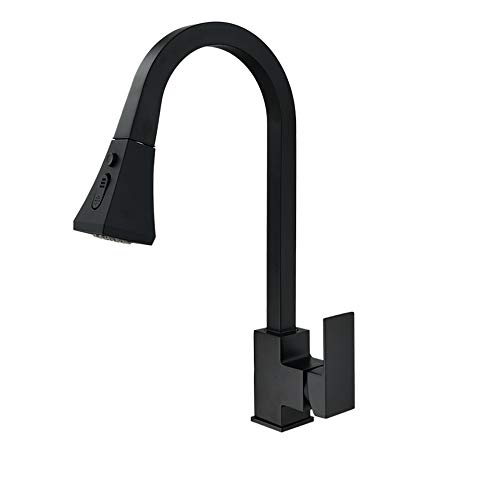 Mainen Grifo de cocina, grifo mezclador de cocina negro de una manija, grifo de acero inoxidable 304, rotación de 360 ??grados, grifo de fregadero de cocina