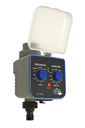 S&M 590054 Programador de grifo a pilas para riego automático de una salida H-M 3/4