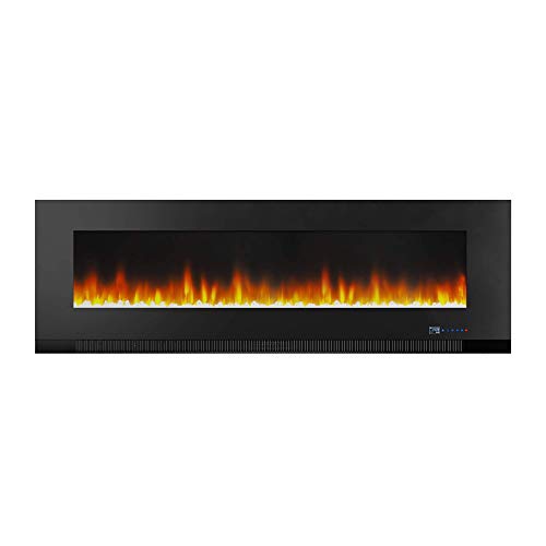 Amazon Basics - Chimenea eléctrica LED multicolor 3D con mando a distancia, 1350 W, negro, 60 inches