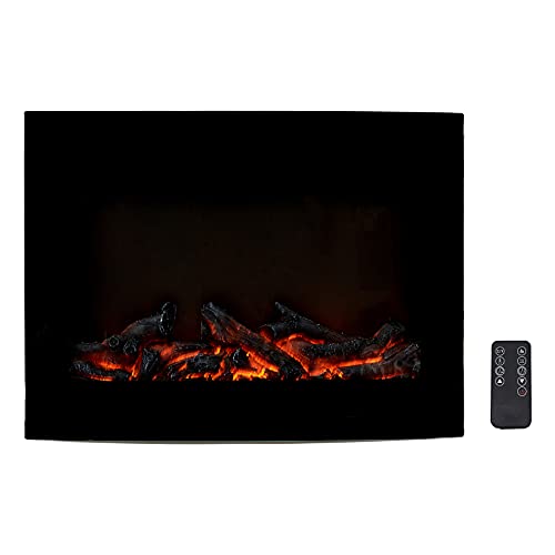 Amazon Basics – Chimenea eléctrica curvada de 61 cm, para montaje en pared, con iluminación LED 3D, con control remoto, 1300 W