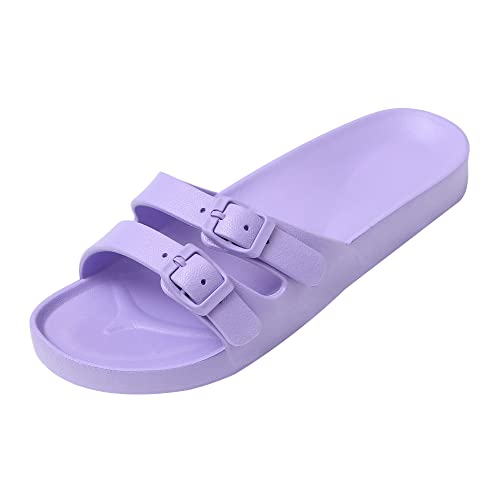 JOMIX Chanclas Mujer Piscina Sandalias Mujer Verano Chanclas Niña Playa Mar Baño Ducha Zapatillas Casa con Correa Ajustable Chanclas Goma EVA, Violeta, 37 EU