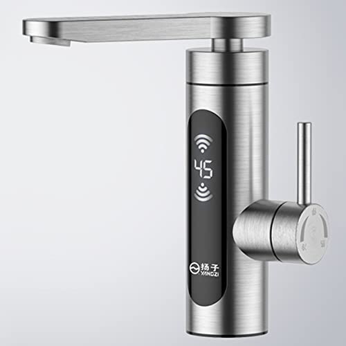 Instantaneo Gifo de Agua Caliente 220V 3000W Grifo Calentador de Agua Electrico con Indicador Digital LED de Temperatura 360 Grados Girar Grifo Eléctrico Agua Caliente para Cocina Baño (Color:Baño)