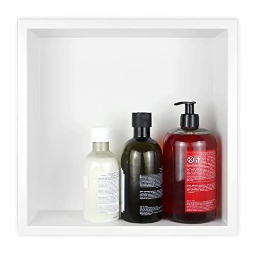 Bernkot Nicho de ducha de acero inoxidable, 30 x 30 x 10 cm, organizador de pared para cuarto de baño, no necesita baldosas, blanco