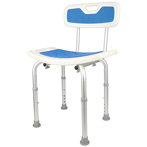 Silla para Ducha Ortopédica - Taburete Baño con Respaldo - Asiento para Ducha Regulable en Altura - Silla para Ducha para Personas Mayores - Antideslizante Ducha(51x26x71-83cm)