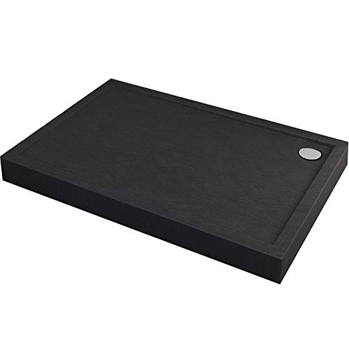 Plato de ducha negro efecto piedra Black Stone DIN 51097 A 12 cm de alto (80 x 120 x 12 cm)