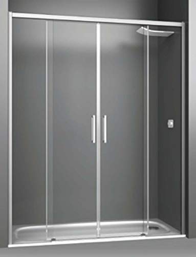 Mampara de Ducha Frontal corredera | 2 Hojas Fijas + 2 Puertas Correderas | Cristal de Seguridad 6 mm | ANTICAL INCLUIDO | Modelo PHENIX 4