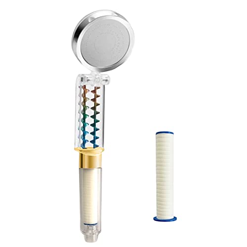 auvstar Alcachofa Duchaa,Alta Presión de Hélice Ducha Ahorradora de Agua,Ducha de Mano,Plegable 90°,Presione Hacia Abajo para Detener el Agua, con Elemento de Filtro Reemplazable