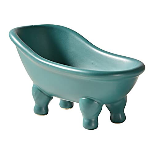 Kytpyi jabonera, jabonera baño, jabonera de cerámica para Ducha, jabonera con Drenaje para Mantener la Barra de jabón Seca, Mini Tina jabonera para Organizador para baño, Fregadero de Cocina (Verde)