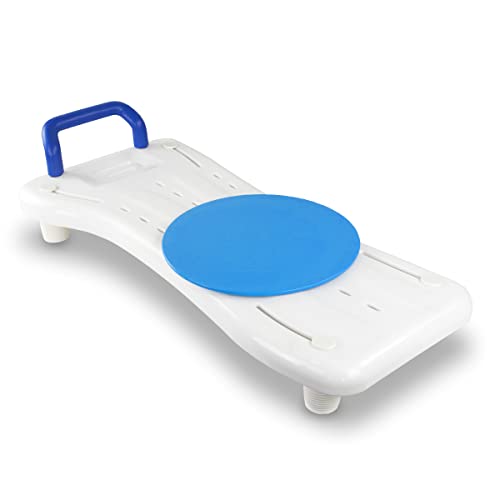 Mobiclinic, Tabla de bañera, Océano, Marca Española, con Asiento Giratorio, 360º, con Asa de Agarre, Asiento de bañera para Adultos, Asiento baño, hasta 100 kg, Blanco y Azul