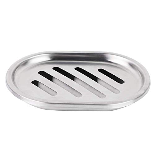 HERCHR Soporte para Barra de Jabón de Acero Inoxidable, Soporte para Plato de jabón con Caja de jabón de Drenaje de Doble Capa con Rejilla incorporada para baño, bañera, Ducha, esponjas de Cocina