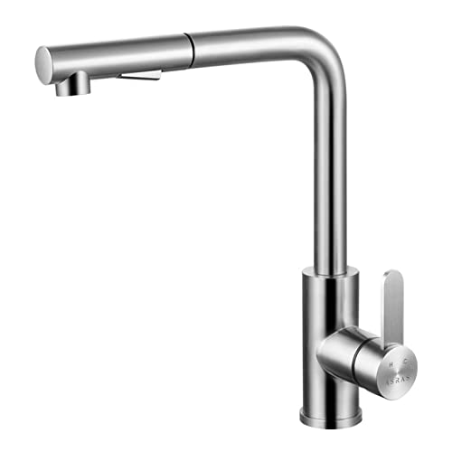Grifo de Baño Cocina, Grifo moderno con rociador extraíble de flujo múltiple - Grifo monomando para fregadero de 3 funciones Acero inoxidable 304 Grifo giratorio de 360 grados para fregadero Grifo roc