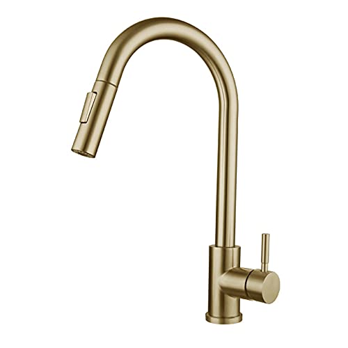 Mainen Grifo de detección de toque Grifo de cocina Grifo de cocina Dorado con ducha Grifo de lavabo giratorio de 360 ​​° extensible Grifo mezclador Grifo de lavabo monomando