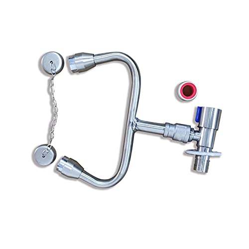 Unidades de lavado de ojos, Chacerls Lavaojos de acero inoxidable 304 Grifo de ducha de emergencia Lavaojos Dispositivo de limpieza ocular montado en la pared