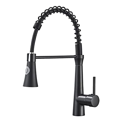 Grifo Cocina Negro Extraible, Grifos Cocina Fregadero Monomando, Grifos para Fregadero de Cocina con 2 Modos de Rociador, Caño Giratorio 360 °, Acero Inoxidable