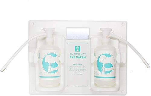 CGOLDENWALL De plástico montado en la pared de emergencia Lavaojos portátil Lavadora de ojos Laboratorio Portátil Lavado de ojos Lavado de la piel Ducha Cara Ducha Plástico Doble 1L Botella vacía