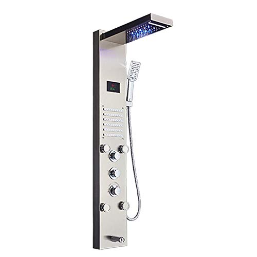 Sistema De Ducha con Pantalla Digital Sistema De Masaje con Cabezal De Ducha Tipo Lluvia Manija Baño 6 Interruptor De Función Montado En La Pared,F