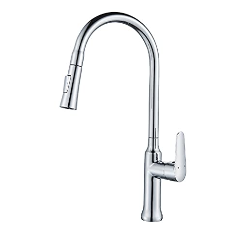 Mainen Grifo de Cocina Extensible con Cromo Giratorio de 360 ​​°, Grifo de Cocina Extensible, Grifo de Fregadero de una Sola Palanca, Grifo de Lavabo telescópico
