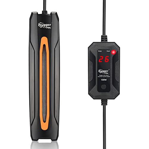 Hygger Calentador de Acuario, Calentador de Agua Acuario 100w Ajustable Calentador Rápido para con LED de Externo Regulador de Temperatura Digital para Tanque de Peces de 20-100L