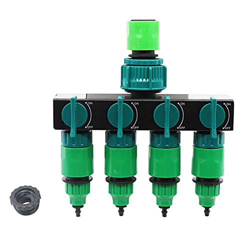 Practicidad Irrigación con jardín Divisor de manguera de grifo de 4 vías Goteo de jardín 4/7 o 8/11 Conectores de manguera Conjunto de irrigación 1 Conjunto válvula ( Color : With Quick connector )