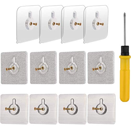 [12-Set]OOTSR 60x60mm Tornillos Adhesivos Desmontables Clavos para colgar pegajosos de montaje en pared sin dejar rastro No perforar para baño Cocina Cuarto de almacenamiento Azulejo Pared Ducha