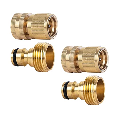 Adaptador de Manguera de latón,Adaptador de Manguera de 3/4 de Pulgada Juego de conexión para de jardín,Grifo Que Conecta la Manguera de jardín Accesorios de Manguera de latón(2 Pares)