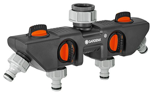Gardena Distribuidor cuádruple para el Funcionamiento de hasta 4 aparatos de conexión, Gris/Naranja