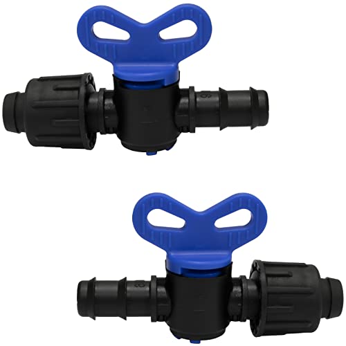 AERZETIX - C62101 - Juego de 2 grifos Adaptador Acanalado para Manguera de jardín Ø16mm - válvula de Cierre para Sistema de riego por Goteo