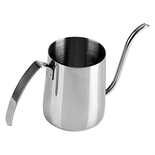 Richer-R Tetera para Té o Café de Acero Inoxidable con Vertedor Delgado Cuello de Cisne Se Puede Usar en Cocinas de Gas, Eléctricas o por Inducción para Calentar Agua Rápidamente 350ML (Plata)