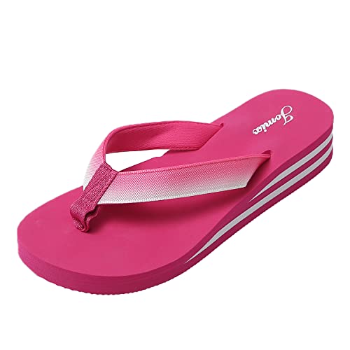 JOMIX Chanclas Mujer Playa Verano Sandalias de Dedo con Cuña Chanclas Piscina Mujer Mar Baño Ducha Zapatillas Casa Espuma Chanclas de Dedo en Colores Degradados, Fucsia, 40 EU
