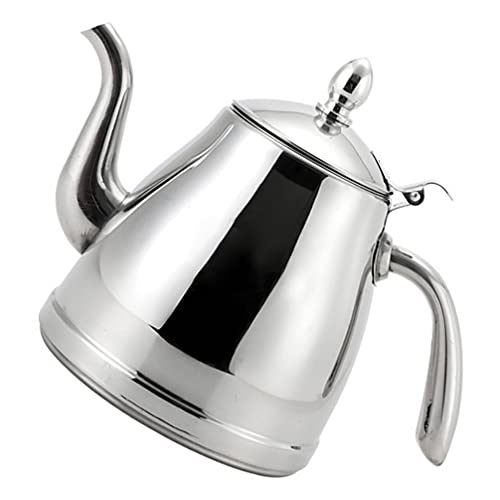 Hervidor de té con Silbato de Acero Inoxidable, hervidor de Agua pequeño para Verter sobre el café, Estufa de Gas, Calentamiento rápido de Agua por inducción, Mango Anti-Caliente Plateado