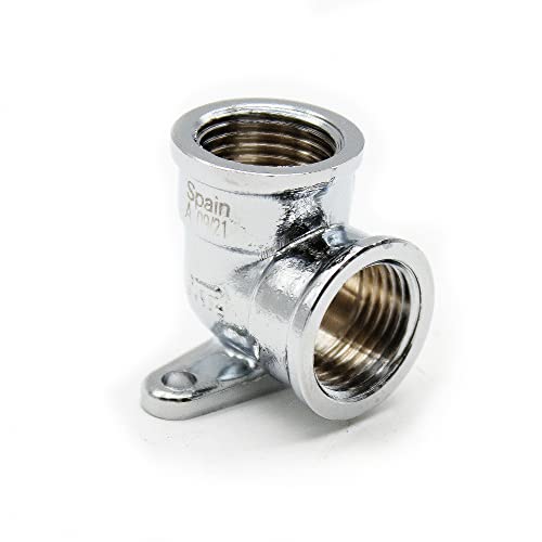 DOJA Barcelona | Racor Codo Mural H Laton Cromado | Hembra | Codo Laton | Codo Grifo Laton para Instalaciones de Riego | Conector Codos latón Tuberias para Radiadores, Goteo, Aire Comprimido