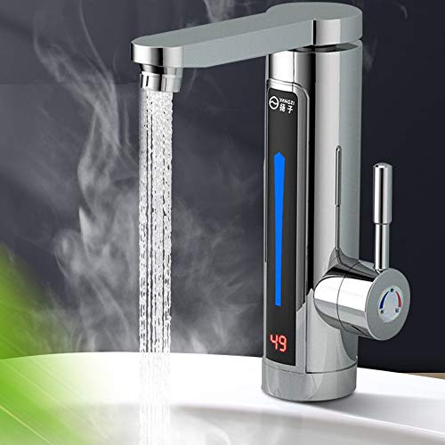 Yolancity Calentador de agua eléctrico LED, grifo de agua instantáneo, calentador de agua eléctrico, grifo de baño