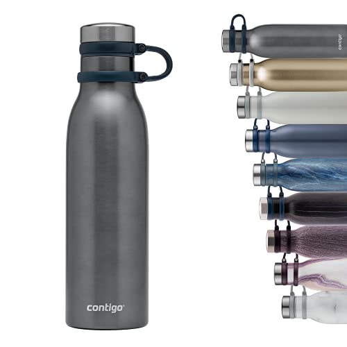Contigo Matterhorn botella de agua, botella de acero inoxidable con aislamiento Thermalock, botella térmica sin BPA con tapa roscada, 100 % hermética y a prueba de derrames, 590 ml