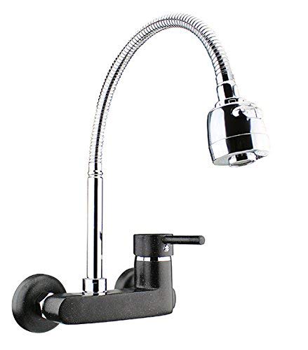 Grifo de pared para fregadero de cocina, monomando, color negro