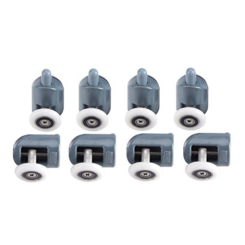 FTVOGUE 8 piezas de doble ducha, herrajes para puerta y cerraduras, ajuste de entrada de puerta, rodillos de puerta, poleas superiores inferiores, ruedas corredores (rueda única)