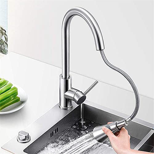 Acabado cromado Cuerpo giratorio extraíble Grifo mezclador para fregadero de cocina Accesorio de latón Grifo de cocina abatible con una sola palanca Grifo de cocina Mono Grifo de cocina extraíble Roc