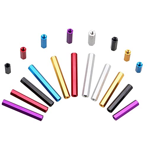 10pcs M2 M2.5 Separadores de aluminio Separador de aluminio hexagonal Tornillos espaciadores de poste de columna para piezas de modelo RC-M2.5,35mm, Azul claro