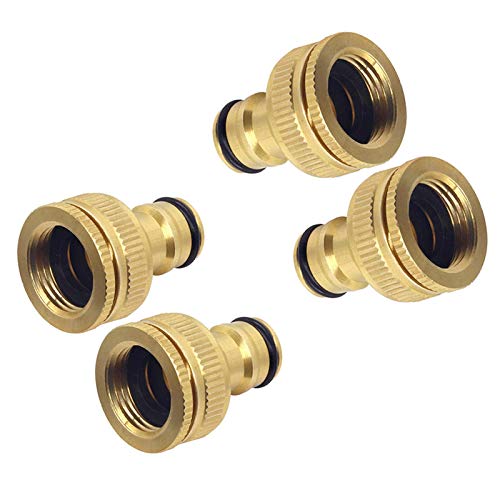 gotyou 4 Pieza Conector Grifo Manguera, latón Adaptador roscado, Manguera de jardín de conexión, 2 en 1 Adaptador Grifo Manguera Roscado de Latón, Conectar Manguera para Jardín, Cocina, Lavador