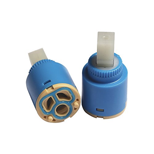 Cartucho de cerámica de repuesto para grifo – 2 unidades de 25 mm/35 mm/40 mm - Cartucho mezclador para agua fría y caliente dividido en tres agujeros, cerámica, 25 mm