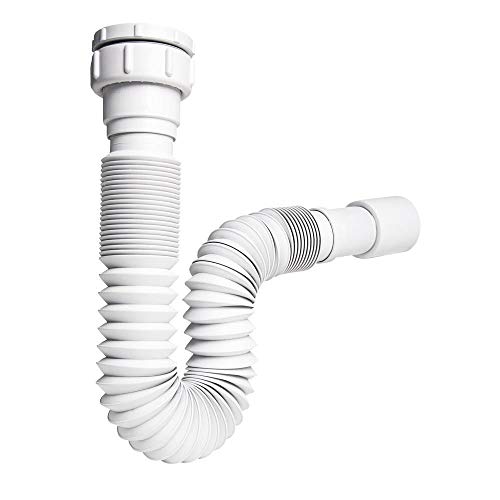 Sifón Extensible ABS Blanco. Sifón Compatible para Lavabo, bide. Sifón con Entrada de 1