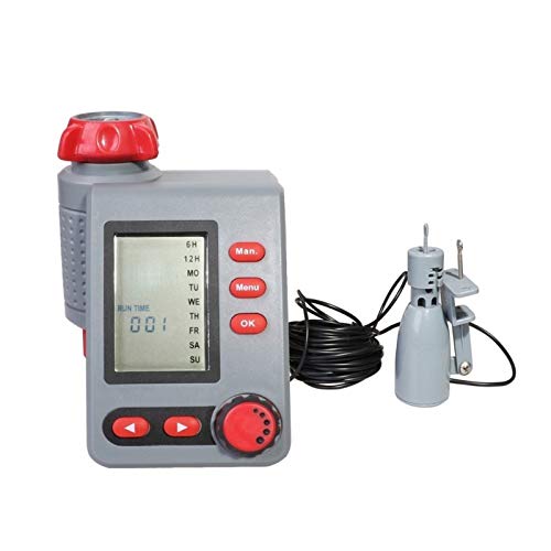 Bebedero cronometrado Controlador de válvula de solenoide temporizador de riego pantalla grande digital temporizador de riego de riego del jardín temporizador automático con sensor de lluvia para grif