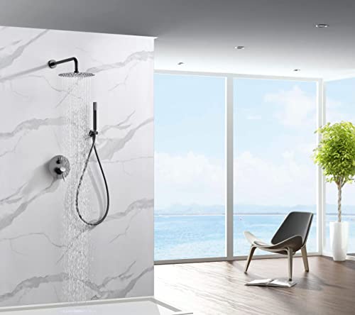 IMEX - Conjunto de ducha empotrado pared Monomando de 2 vias SERIE MONZA Black Gun Metal - GPM039/BGM