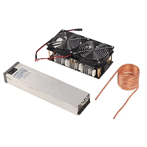 Focket Calentador de Inducción, 12V‑48V 2500W ZVS Módulo de Placa PCB de Calefacción Máquina de Calentamiento por Inducción con Tubería de Bomba de Agua de Crisol, Baja Tensión (Enchufe de la UE)